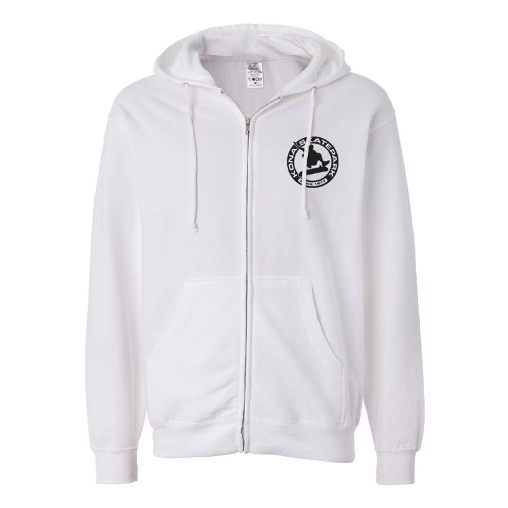 Kona Classic Badge Zip Hoodie - White
